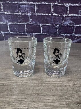 Vintage Set Of  Playboy Bunny Club Key Weighed Shot Glass Leroy Neiman Femlin